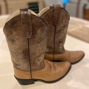 Girls Old West Leather cowboy boots